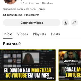 Canal Youtube Monetizado dark 1,2k