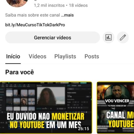 Canal Youtube Monetizado dark 1,2k
