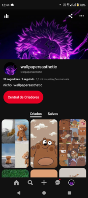 Vendo essa conta no Pinterest nicho de wallpapers com 39 seguidores
