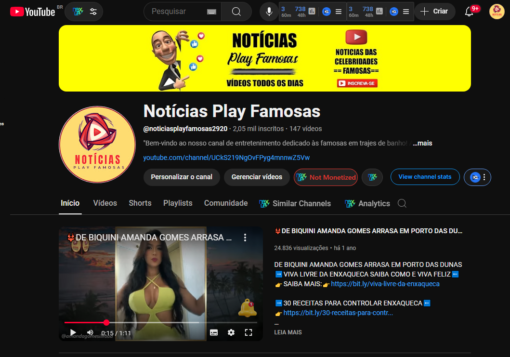 Canal Youtube 2k Notícias Play Famosas” PRONTO PARA MONETIZAR! 🔥
