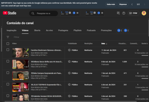 Canal Youtube 2k Notícias Play Famosas” PRONTO PARA MONETIZAR! 🔥 - Imagem 5