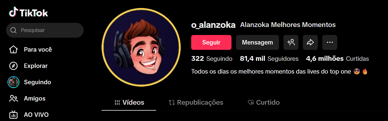 Captura de tela 2026-03-24 200228 CONTA TIKTOK MONETIZADA | 81K+ SEG | 4,6 MILHÕES CURT | NICHO GAME / VLOG & LIFESTYLE | CORTES VIRAL🚀 - Imagem 1