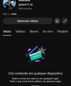 Conta YouTube +550 inscritos 100%