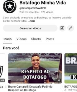 Canal no YouTube Futebol Com mais de 2500 Inscritos