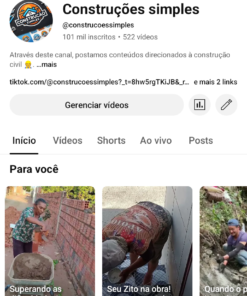 Construções simples, canal do YouTube 101 mil inscritos