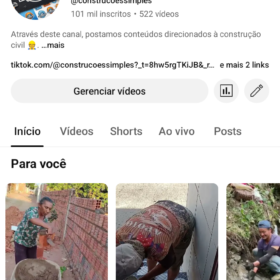 Construções simples, canal do YouTube 101 mil inscritos