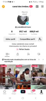Canal tiktok com 89 mil seguidores