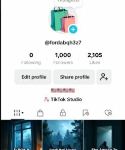 Conta shop TikTok documentada com 1000 Seguidores