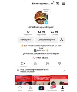 Conta Tiktok Monetizada com 1 Milhão e 300 Mil Seguidores