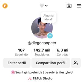 TIK TOK CONTA COM 142.7K Seguidores 6.3M Curtidas