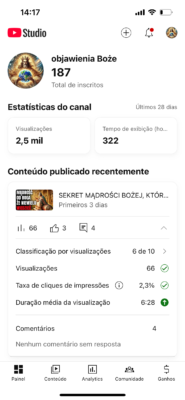 Canal YouTube Religião língua Polonesa com 187 inscritos