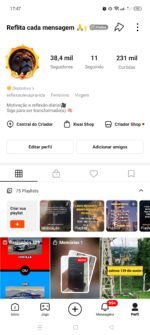 CONTA KWAI REFLITA CADA MENSAGEM 38,4 MIL SEGUIDOR 231 MIL CURTIDAS