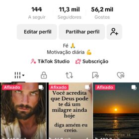Conta Tiktok evangélica monetizada com 11 Mil seguidores