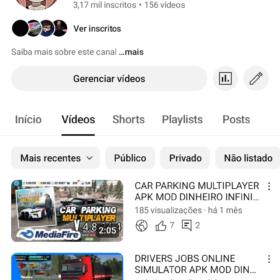 CANAL DO YOUTUBE COM 3,17K (obs não está monetizado!)