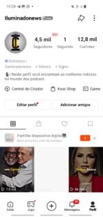 OPORTUNIDADE - PERFIL NO KWAI COM 4.4K Seguidores | 12.9K Curtidas - Cortes