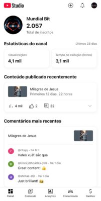 Canal no YouTube com +2.000 Inscritos e +3.000 Horas Assistidas – Quase Monetizado e com Grande Potencial!