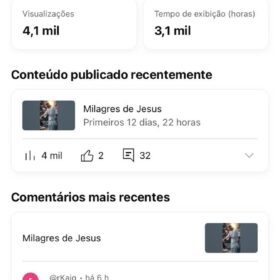 Canal no YouTube com +2.000 Inscritos e +3.000 Horas Assistidas – Quase Monetizado e com Grande Potencial!