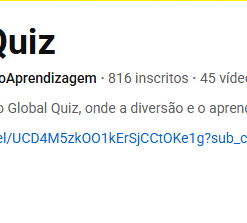 Canal Youtube Global Quiz - 1004 inscritos