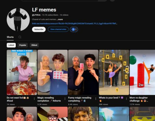 Canal 13k de inscritos muito engajado