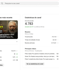 Youtube monetizado com engajamento e RPM GRINGO 4,78 mil inscritos