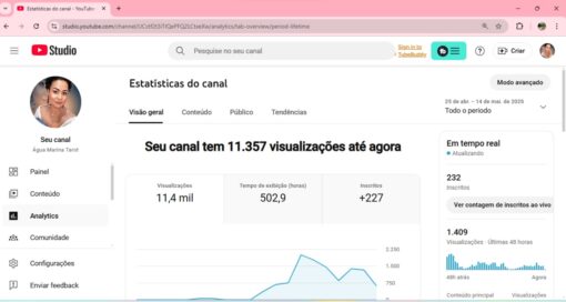 Canal https://www.youtube.com/@guaMarinaTarot 233 assinantes