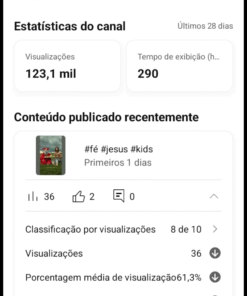 Canal no Youtube 9.699 inscritos ALTAMENTE ENGAJADO 150 MIL VIEWS RECENTES nicho RELIGIOSO! Comprando ela um Tiktok junto Ganhe DESCONTO EXCLUSIVO!