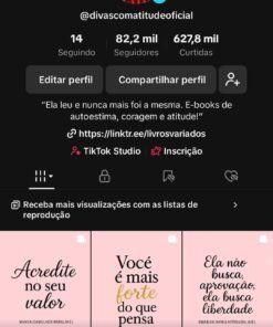 CONTA TIKTOK EBOOKSPARAMULHERES 82,2 MIL SEGUIDOR 627,8 MIL CURTIDAS