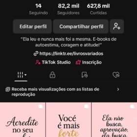 CONTA TIKTOK EBOOKSPARAMULHERES 82,2 MIL SEGUIDOR 627,8 MIL CURTIDAS