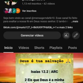 Canal @mensagemdefé 1,13 mil inscritos