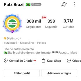 Putzbrasil -Perfil no Kwai** – **Seguidores:** 308.000+