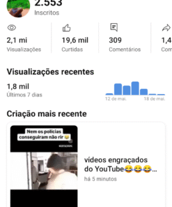 Canal do YouTube 2.553 inscritos