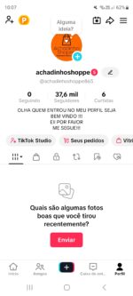 Vendo conta tiktok com 37,5k de seguidores monetizada com um bom engajamento tiktok shop