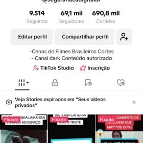 Conta Tiktok 70k de seguidores vídeos viralizados conteúdo dark