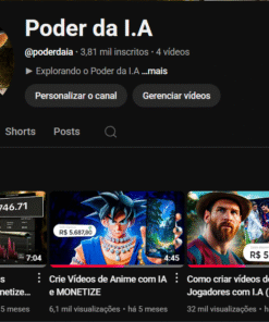 Canal Dark YOUTUBE 3K de Inscritos - NICHO DE I.A - 3 Vídeos postados - Rumo a monetização