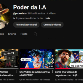 Canal Dark YOUTUBE 3K de Inscritos - NICHO DE I.A - 3 Vídeos postados - Rumo a monetização
