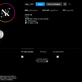 Conta do intragram 846 publicações 43,9 mil seguidores