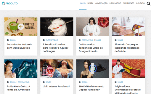 Blog de Beleza e Saúde com 80 Artigos + Gerenciador de Links