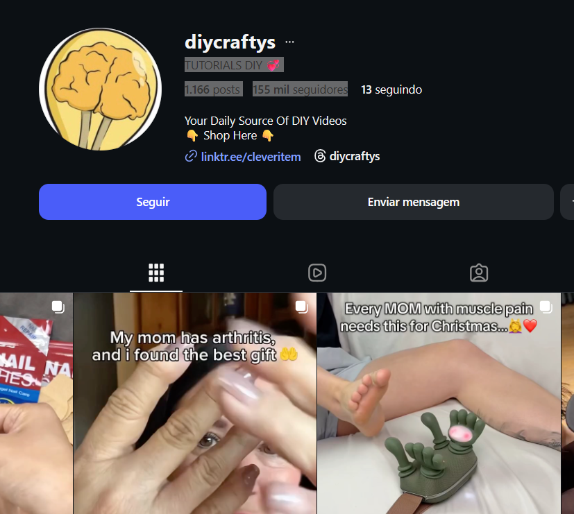 Captura de tela 2026-03-20 190148 Pagina com seguidores global TUTORIALS DIY 💞 1.166 posts 155 mil seguidores - Imagem 1