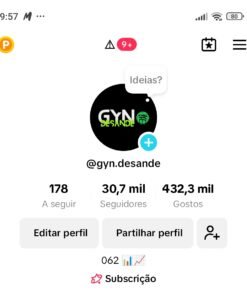 Conta TikTok com 30 mil seguidores
