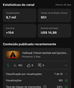 Canal Youtube dark 7,13k inscritos monetizado em russo