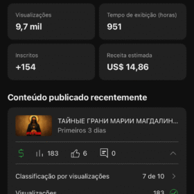 Canal Youtube dark 7,13k inscritos monetizado em russo