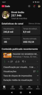 Canal monetizado com 257 mil inscritos