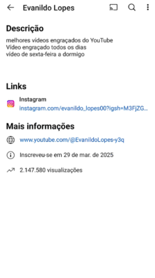 Canal do YouTube com 2500 Inscritos