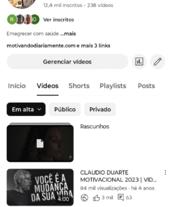 Canal não monetizado sem restrição 12,4 mil inscritos