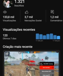 CANAL 1320 INSCRITOS, 133K VIWS (NICHO DE GAMES, ETC...) OPORTUNIDADE