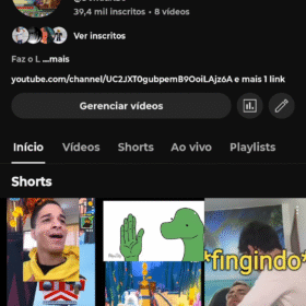 Canal do YouTube 39,4 mil inscritos
