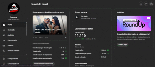 Canal de Funk Monetizado - Funk de Chefuxo 11.116 inscritos - Imagem 4