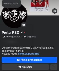 Página no Facebook Portal RBD 1,5 milhões seguidores