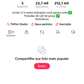 Vendo conta TikTok 22,7 mil Seguidores