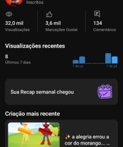 Canal do youtube 2,06 mil inscritos